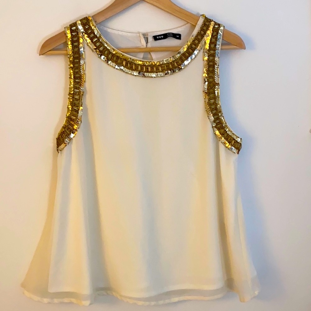 Sequin Trimmed Tank/Blouse 🌟